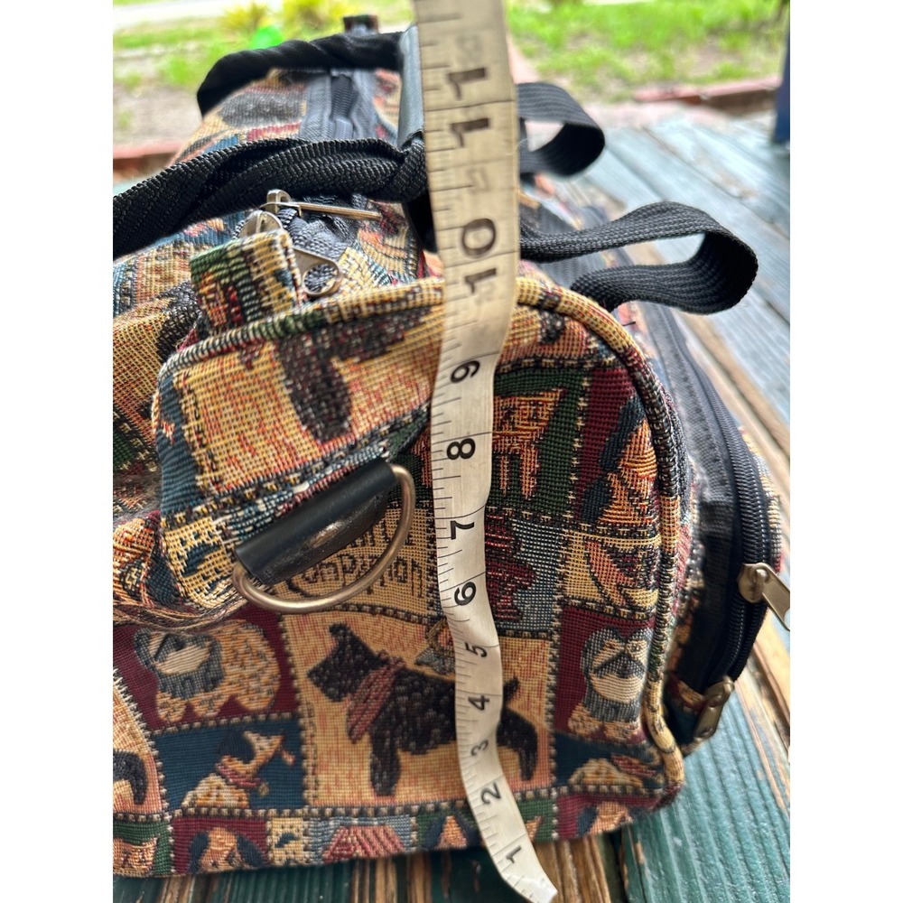 Vintage Amazon Tapestry Duffle Bag Dog Pattern Scottish Terrier Travel Bag Small - Picture 11 of 11